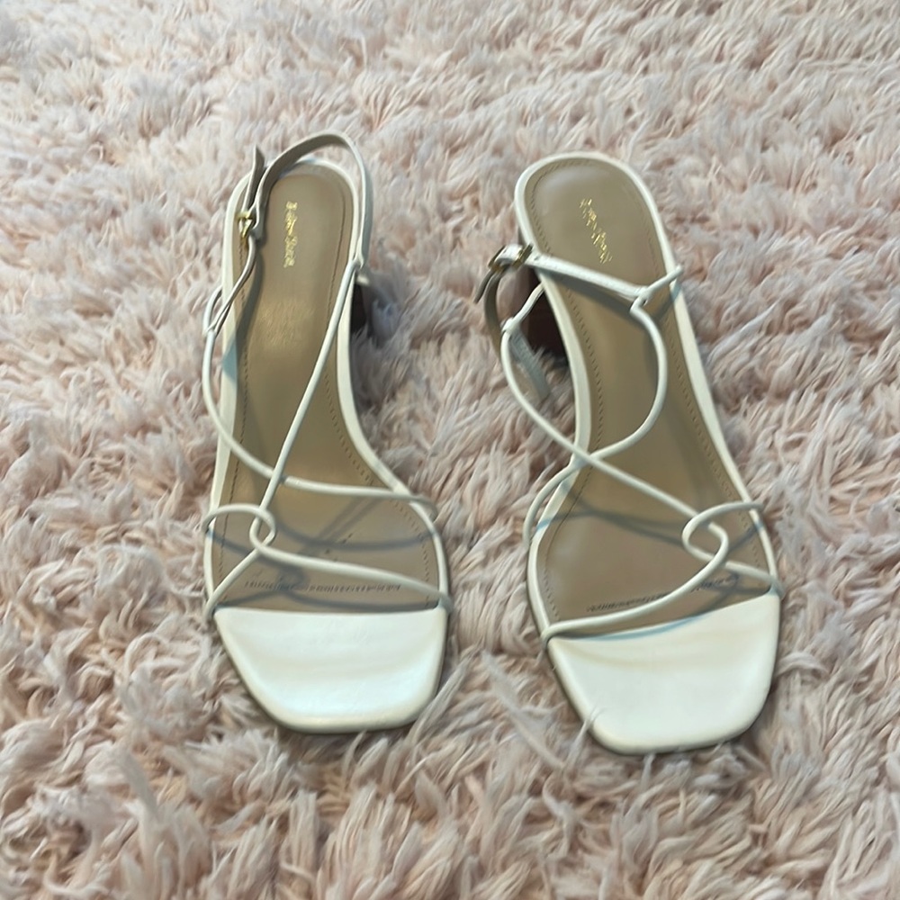 & Other Stories White Leather Heeled Sandals